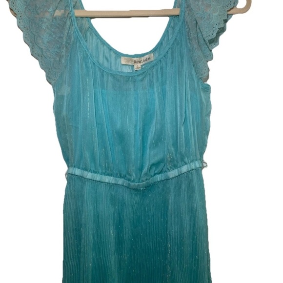 Rewind Teal Flutter Sleeve Pleated Dress Size Small NWT - Picture 3 of 11
